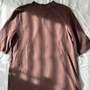 Chocolate Brown Mock-neck Tee